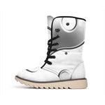 Sliver And White Yin Yang Print Winter Boots