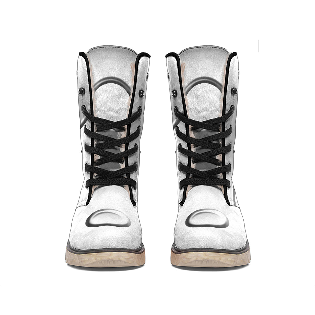 Sliver And White Yin Yang Print Winter Boots