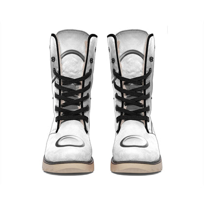 Sliver And White Yin Yang Print Winter Boots