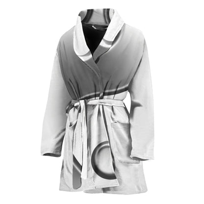 Sliver And White Yin Yang Print Women's Bathrobe