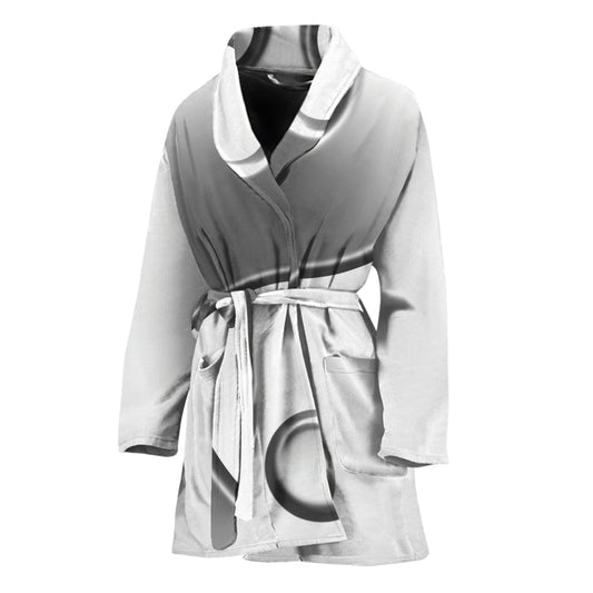 Sliver And White Yin Yang Print Women's Bathrobe