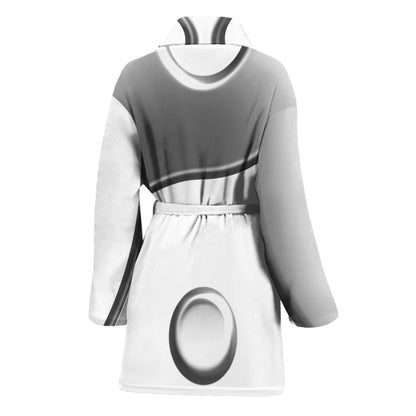 Sliver And White Yin Yang Print Women's Bathrobe