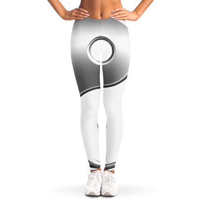 Sliver And White Yin Yang Print Women's Leggings