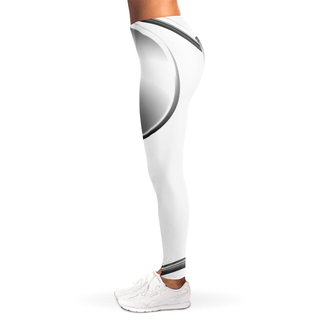 Sliver And White Yin Yang Print Women's Leggings