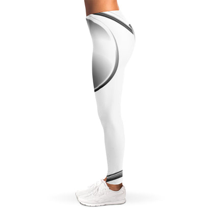 Sliver And White Yin Yang Print Women's Leggings