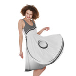 Sliver And White Yin Yang Print Women's Sleeveless Dress