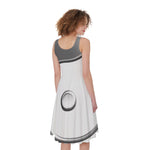Sliver And White Yin Yang Print Women's Sleeveless Dress