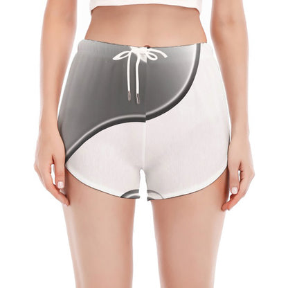 Sliver And White Yin Yang Print Women's Split Running Shorts