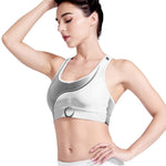 Sliver And White Yin Yang Print Women's Sports Bra