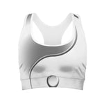 Sliver And White Yin Yang Print Women's Sports Bra