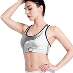 Sliver And White Yin Yang Print Women's Sports Bra