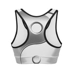 Sliver And White Yin Yang Print Women's Sports Bra