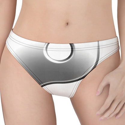 Sliver And White Yin Yang Print Women's Thong