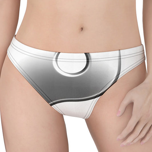 Sliver And White Yin Yang Print Women's Thong