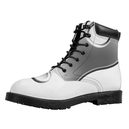 Sliver And White Yin Yang Print Work Boots