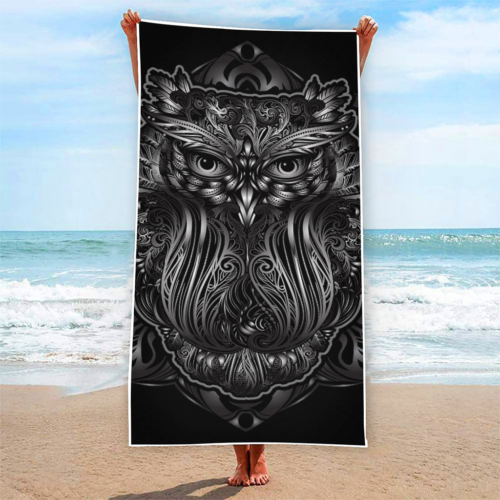 Sliver Spiritual Owl Print Beach Towel
