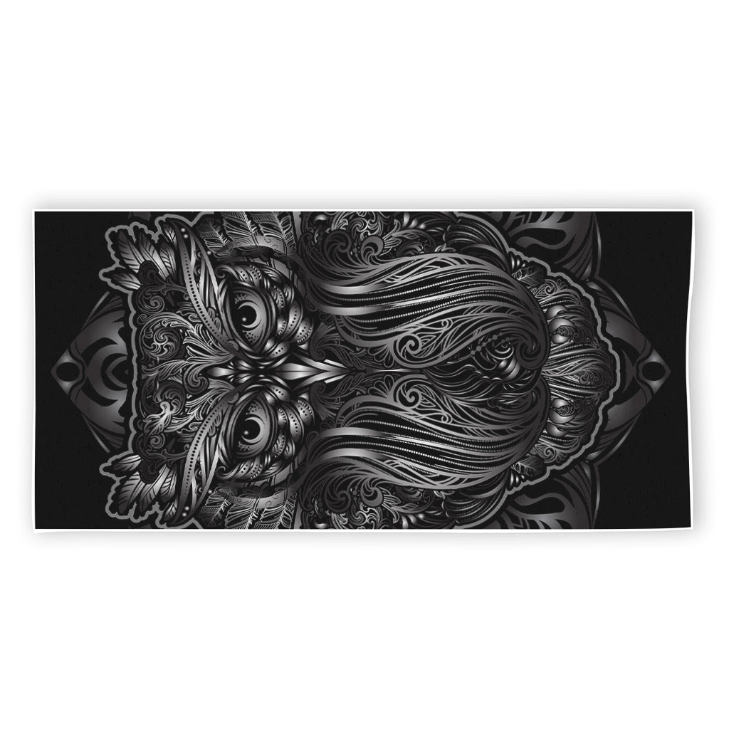 Sliver Spiritual Owl Print Beach Towel