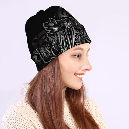 Sliver Spiritual Owl Print Beanie