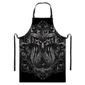 Sliver Spiritual Owl Print Bib Apron With Pocket