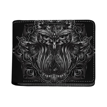 Sliver Spiritual Owl Print Bifold Wallet