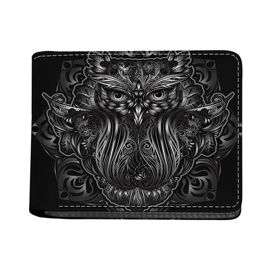 Sliver Spiritual Owl Print Bifold Wallet