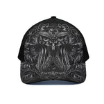 Sliver Spiritual Owl Print Black Mesh Trucker Cap