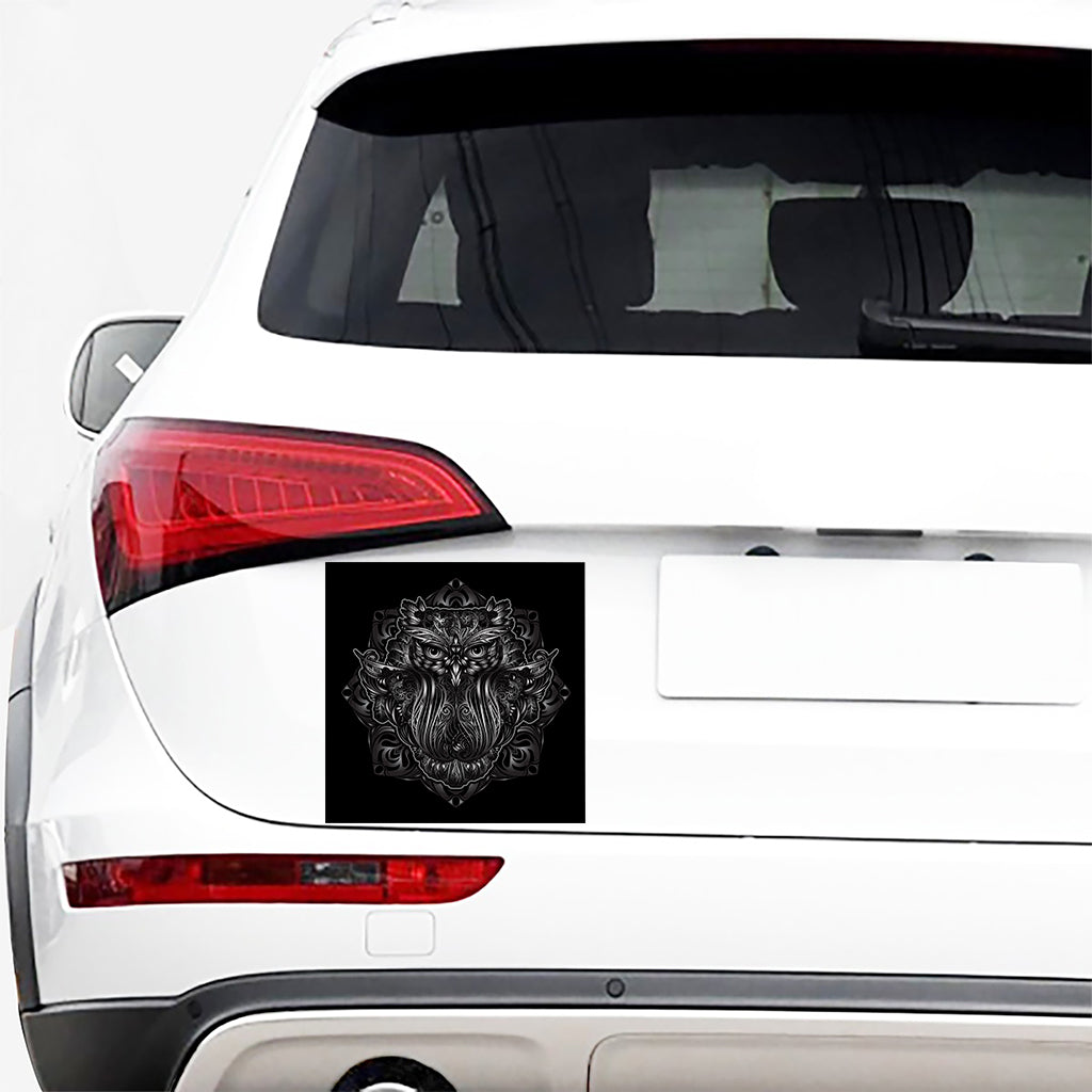 Sliver Spiritual Owl Print Car Sticker