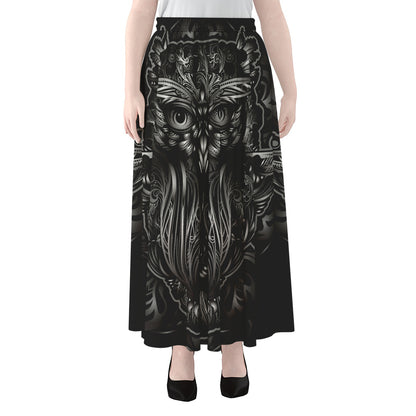Sliver Spiritual Owl Print Chiffon Maxi Skirt