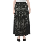 Sliver Spiritual Owl Print Chiffon Maxi Skirt