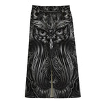 Sliver Spiritual Owl Print Cotton Front Slit Maxi Skirt