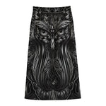 Sliver Spiritual Owl Print Cotton Front Slit Maxi Skirt