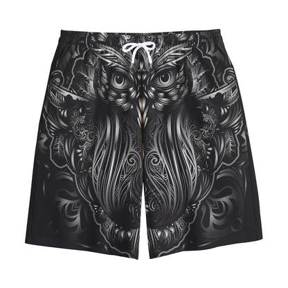 Sliver Spiritual Owl Print Cotton Shorts