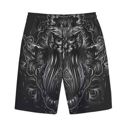 Sliver Spiritual Owl Print Cotton Shorts