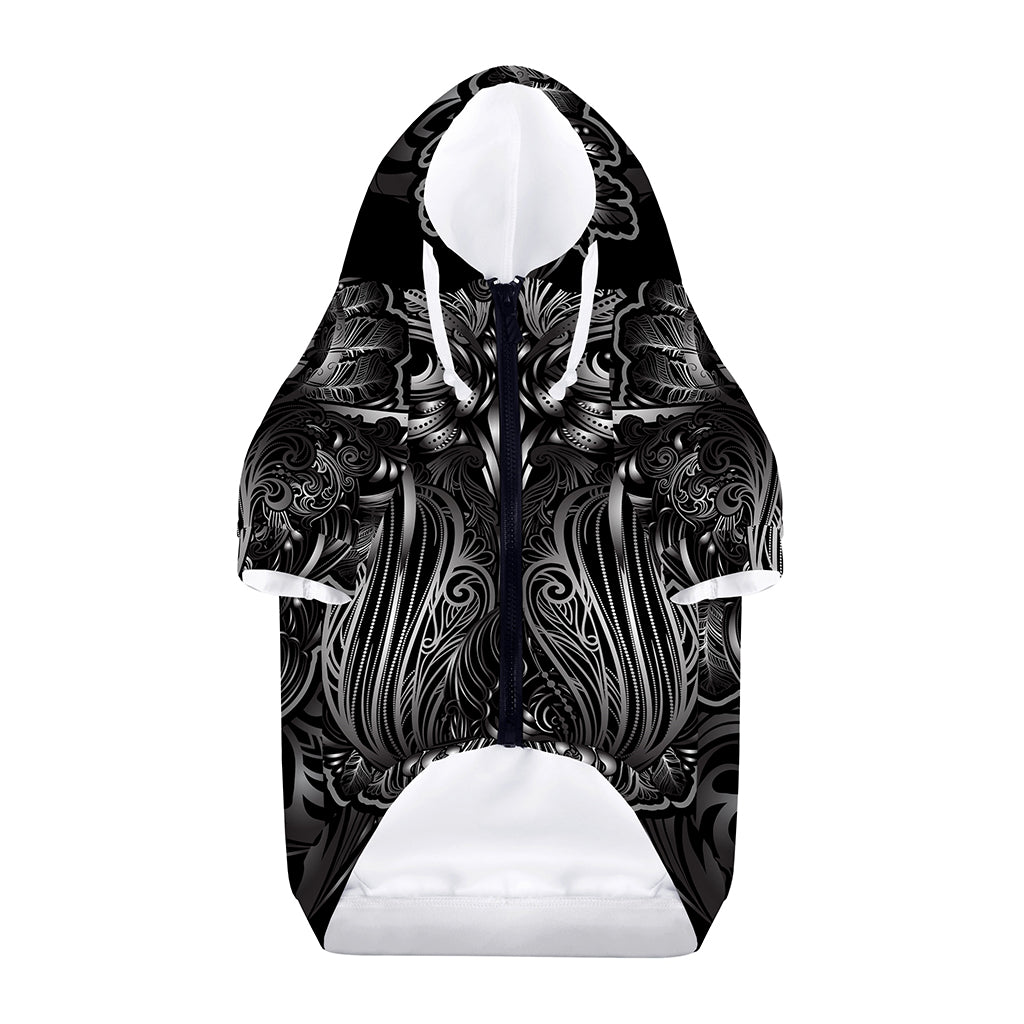 Sliver Spiritual Owl Print Dog Zip Up Hoodie