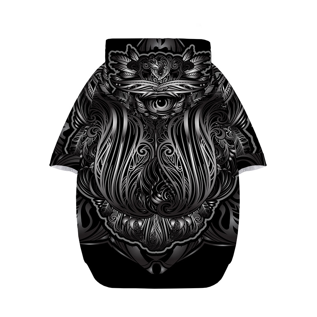 Sliver Spiritual Owl Print Dog Zip Up Hoodie