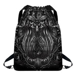 Sliver Spiritual Owl Print Drawstring Backpack