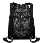 Sliver Spiritual Owl Print Drawstring Backpack
