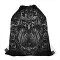 Sliver Spiritual Owl Print Drawstring Bag