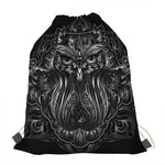 Sliver Spiritual Owl Print Drawstring Bag