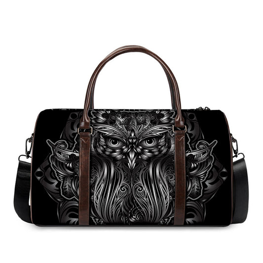 Sliver Spiritual Owl Print Duffle Bag