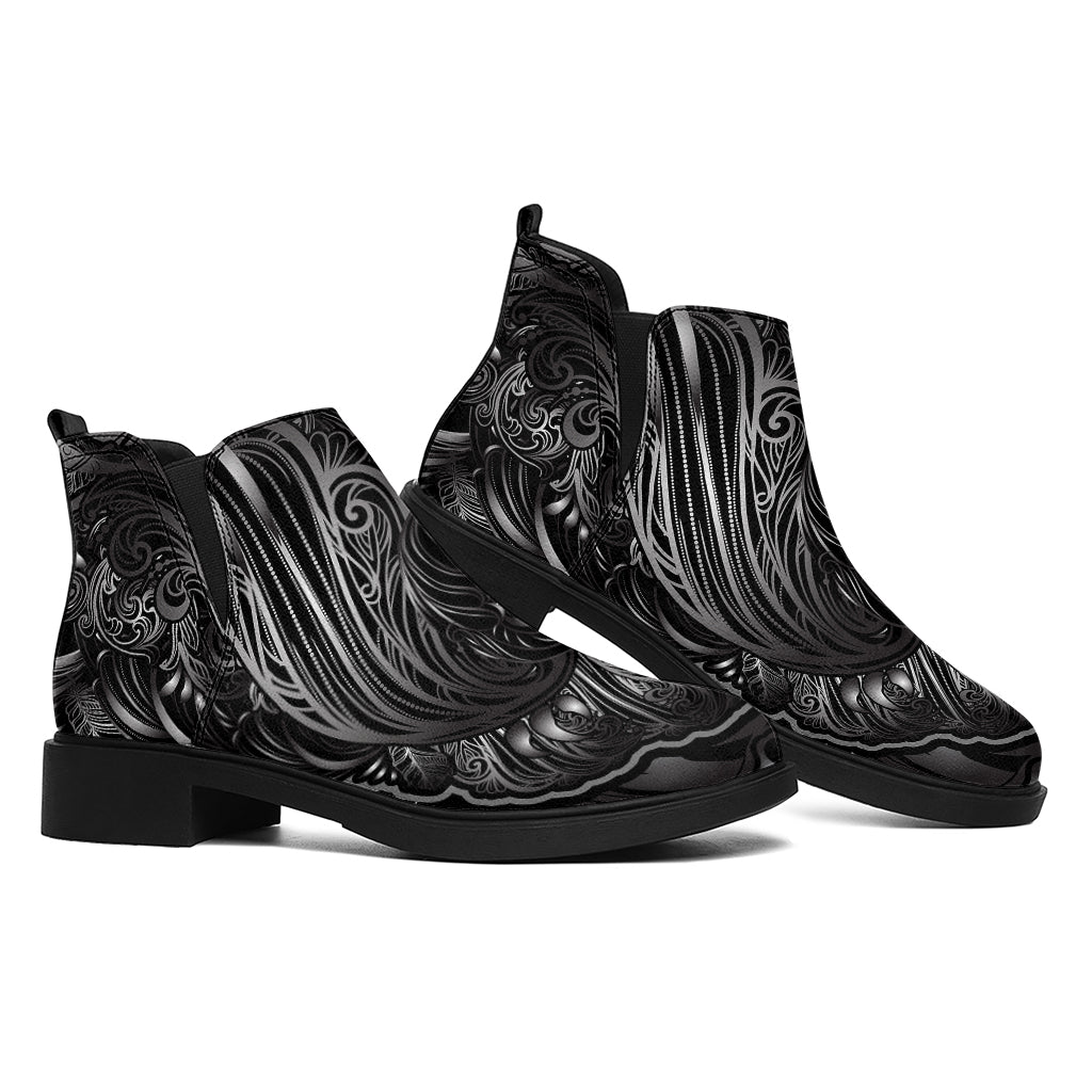 Sliver Spiritual Owl Print Flat Ankle Boots