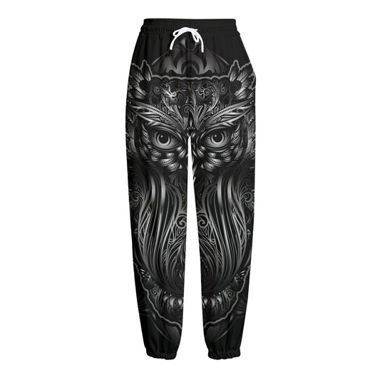 Sliver Spiritual Owl Print Fleece Lined Knit Pants