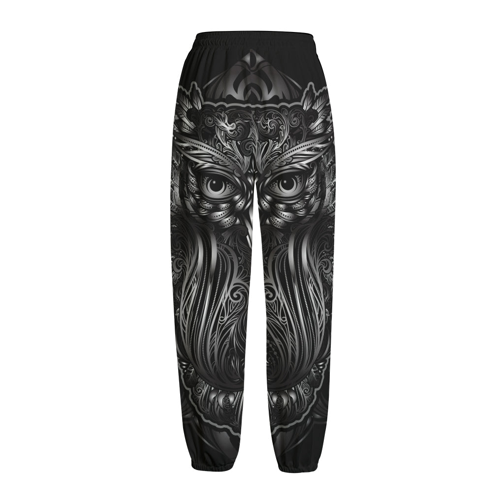 Sliver Spiritual Owl Print Fleece Lined Knit Pants