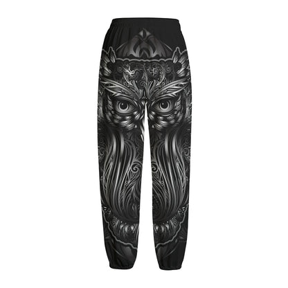 Sliver Spiritual Owl Print Fleece Lined Knit Pants