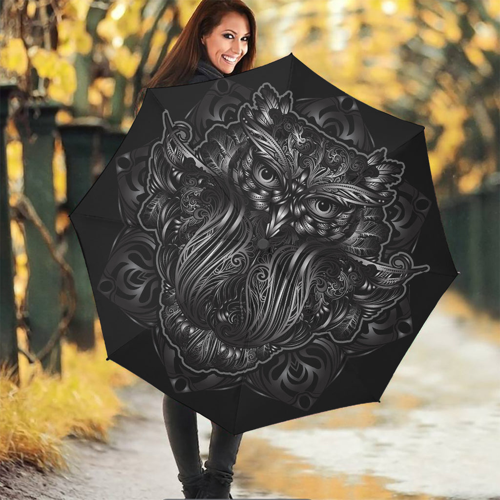 Sliver Spiritual Owl Print Foldable Umbrella