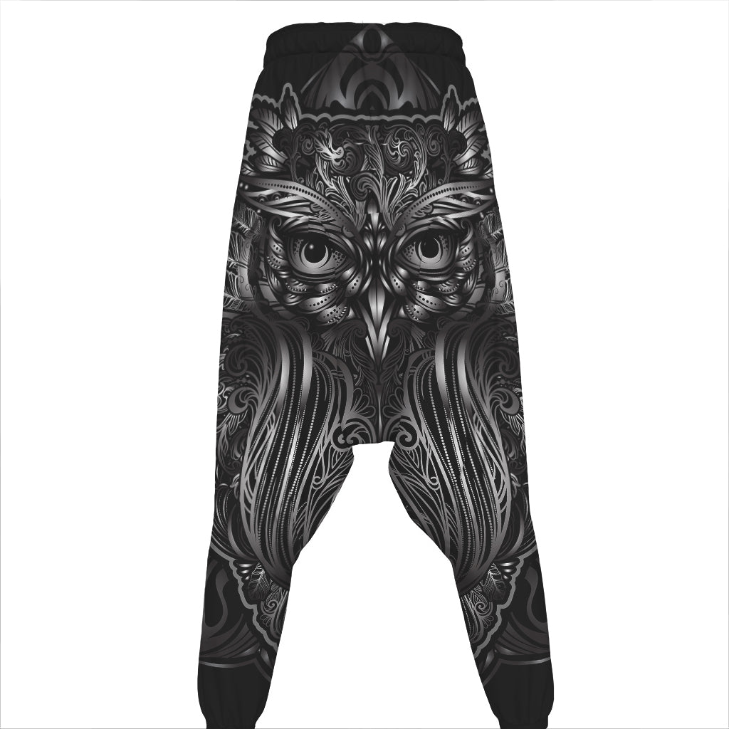 Sliver Spiritual Owl Print Hammer Pants