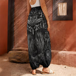 Sliver Spiritual Owl Print Harem Pants