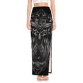 Sliver Spiritual Owl Print High Slit Maxi Skirt