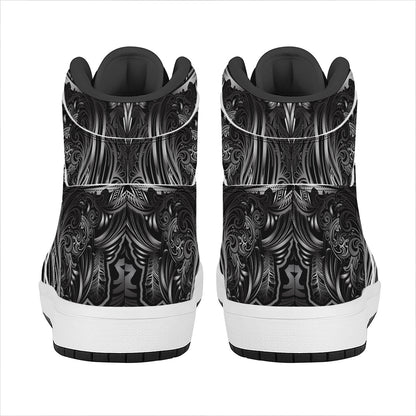 Sliver Spiritual Owl Print High Top Leather Sneakers