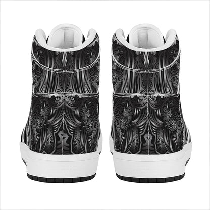 Sliver Spiritual Owl Print High Top Leather Sneakers